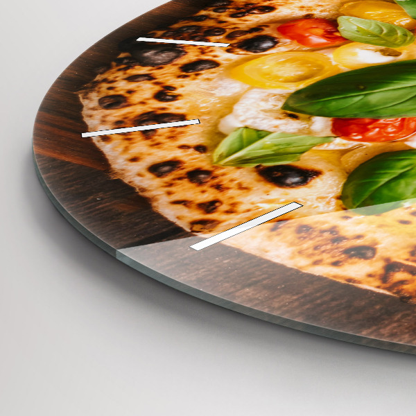 Wanduhr glas rund Italienische Pizza