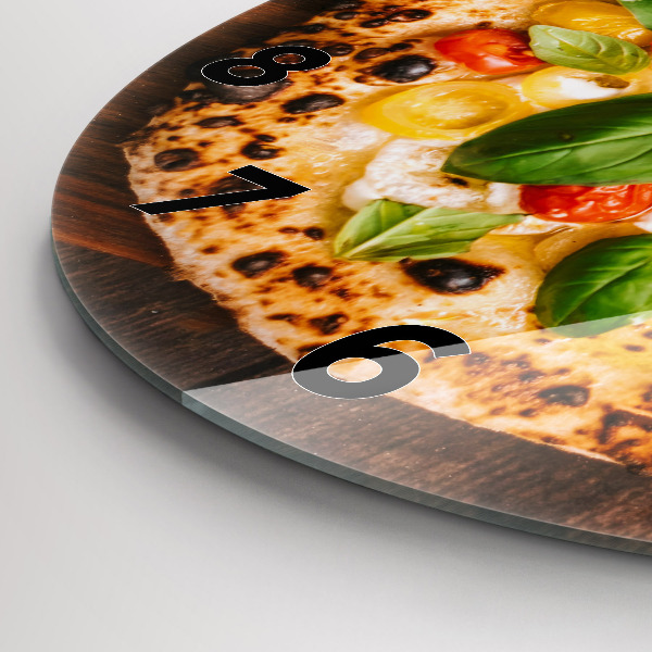 Wanduhr glas rund Italienische Pizza