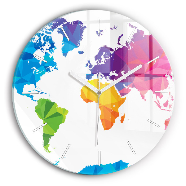 Wanduhr glas rund Abstrakte Weltkarte