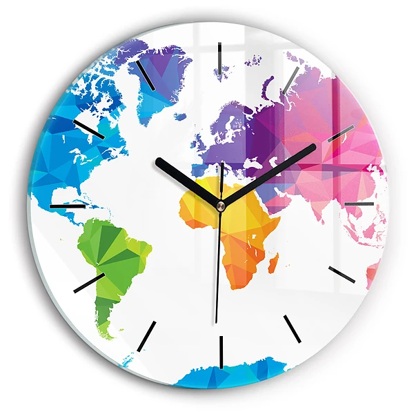 Wanduhr glas rund Abstrakte Weltkarte