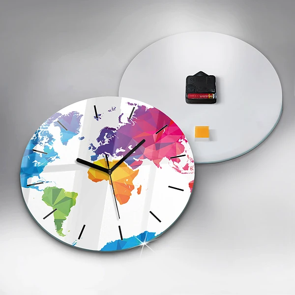 Wanduhr glas rund Abstrakte Weltkarte