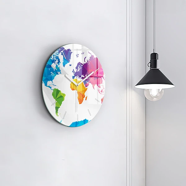 Wanduhr glas rund Abstrakte Weltkarte