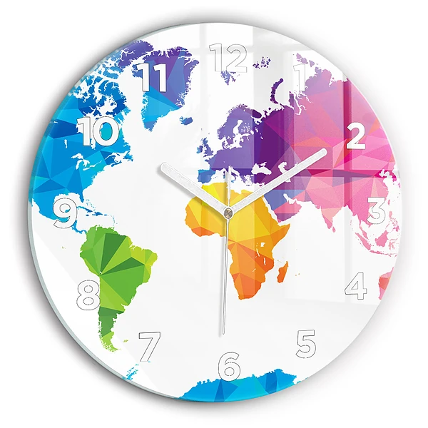 Wanduhr glas rund Abstrakte Weltkarte