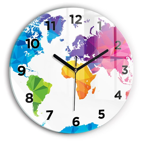 Wanduhr glas rund Abstrakte Weltkarte