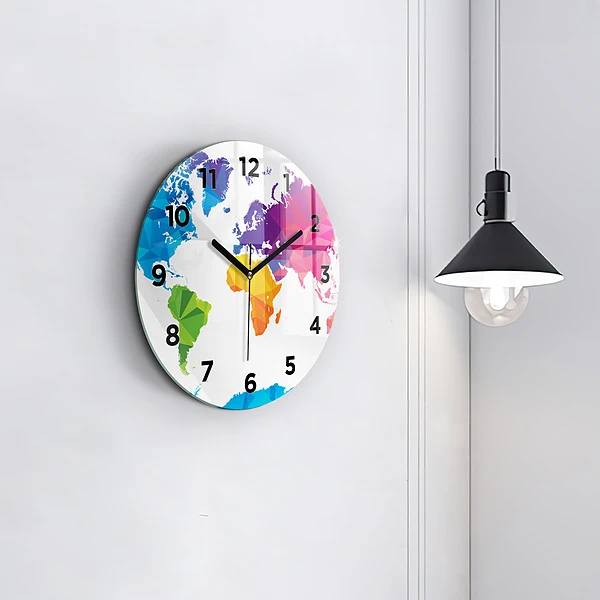 Wanduhr glas rund Abstrakte Weltkarte