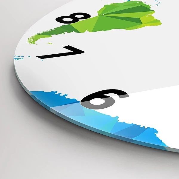 Wanduhr glas rund Abstrakte Weltkarte