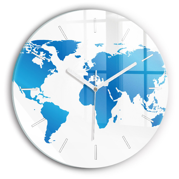 Wanduhr glas rund Weltkarte