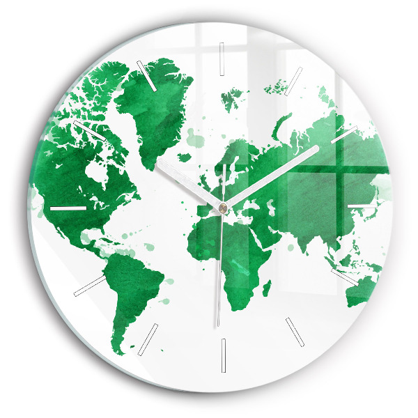 Wanduhr rund mit motiv Grüne Weltkarte