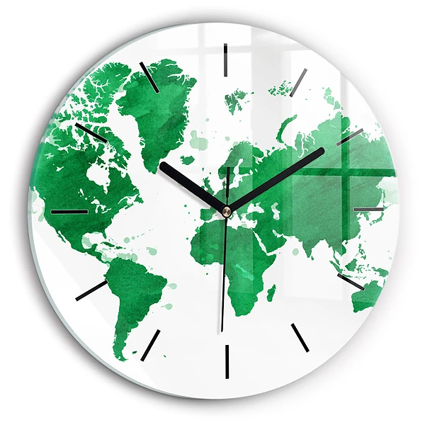 Wanduhr rund mit motiv Grüne Weltkarte