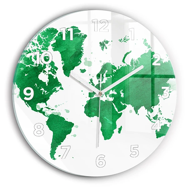 Wanduhr rund mit motiv Grüne Weltkarte