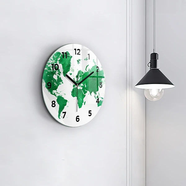 Wanduhr rund mit motiv Grüne Weltkarte