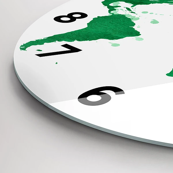 Wanduhr rund mit motiv Grüne Weltkarte