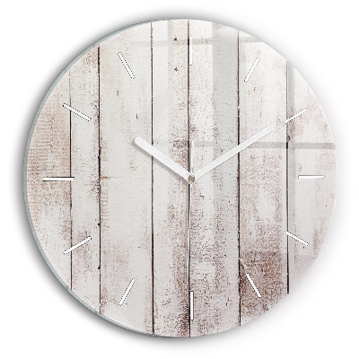 Wanduhr glas rund Helle Holzbretter