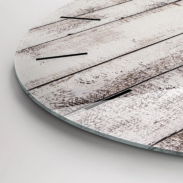 Wanduhr glas rund Helle Holzbretter