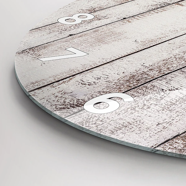 Wanduhr glas rund Helle Holzbretter