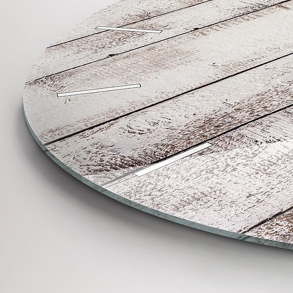 Wanduhr glas rund Helle Holzbretter