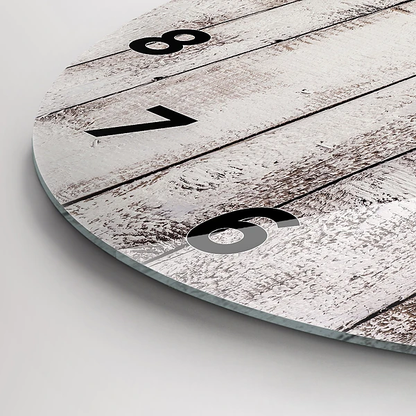 Wanduhr glas rund Helle Holzbretter