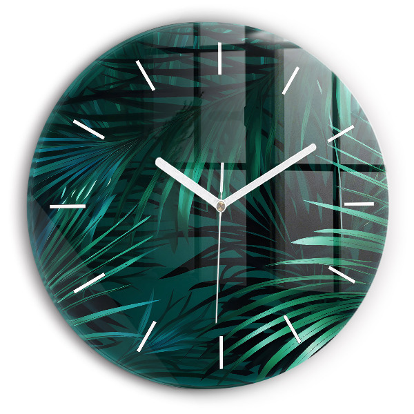 Wanduhr rund Tropische Blätter