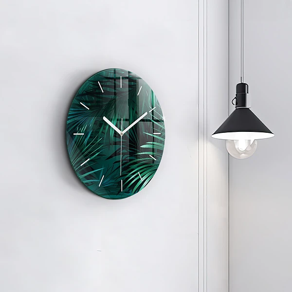 Wanduhr rund Tropische Blätter