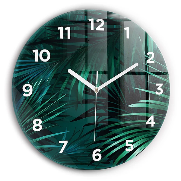 Wanduhr rund Tropische Blätter
