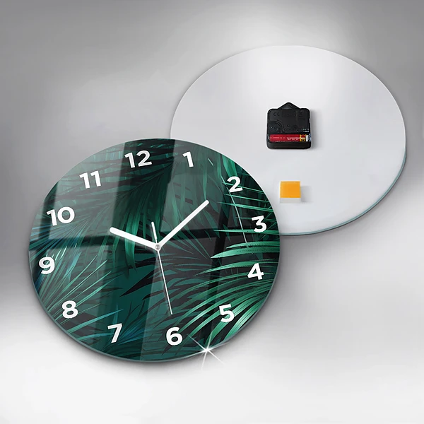 Wanduhr rund Tropische Blätter