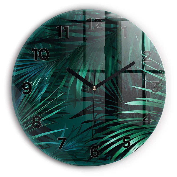 Wanduhr rund Tropische Blätter