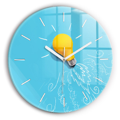 Wanduhr rund mit motiv Glühbirne Zeichnung