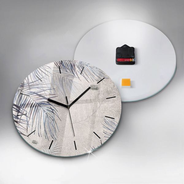 Wanduhr glas rund Palmenblatt