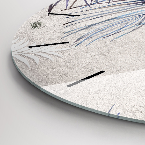 Wanduhr glas rund Palmenblatt