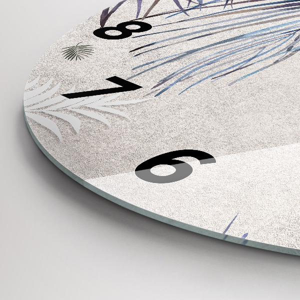 Wanduhr glas rund Palmenblatt