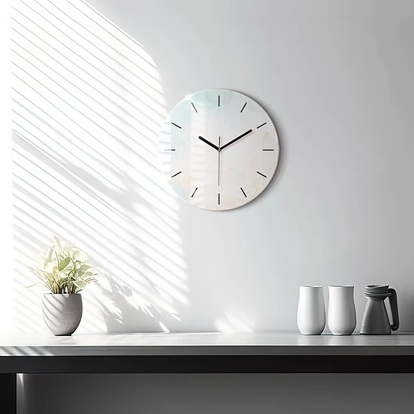 Wanduhr rund Aquarell-Marmor