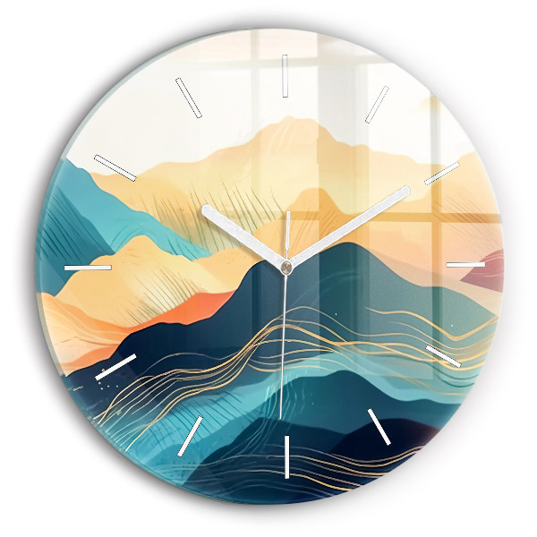 Wanduhr glas rund Berglandschaft
