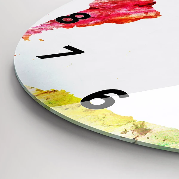 Wanduhr rund Aquarellierte Weltkarte