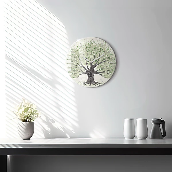 Wanduhr rund mit motiv Großer Baum Natur