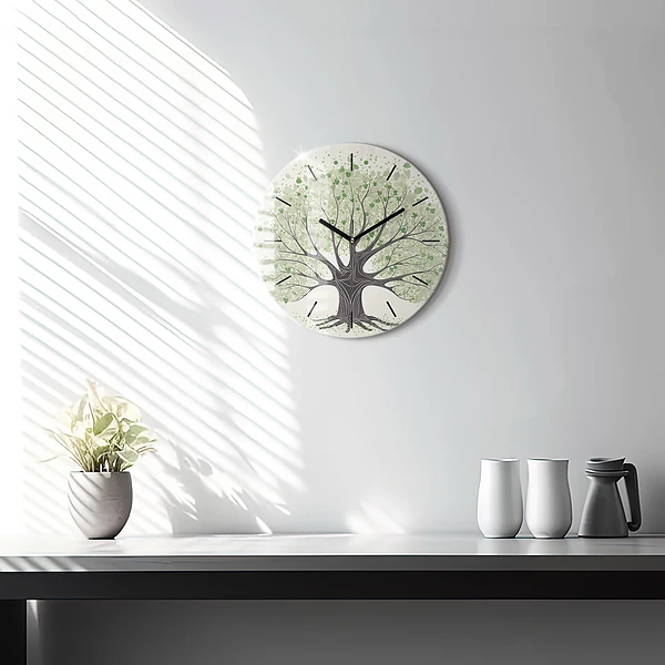 Wanduhr rund mit motiv Großer Baum Natur
