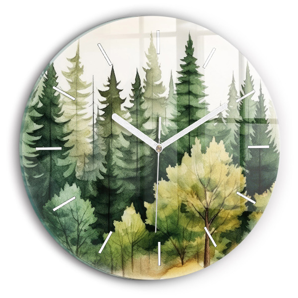 Wanduhr rund Landschaftlicher Wald