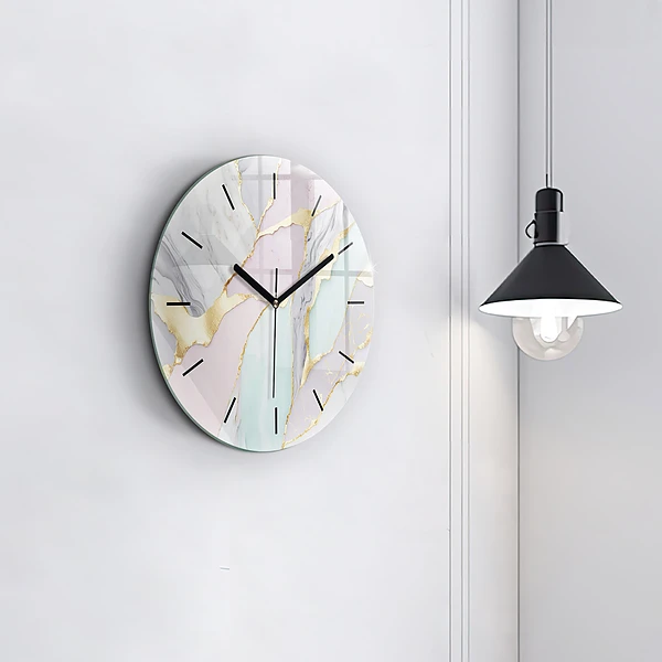 Wanduhr rund Marmor-Muster