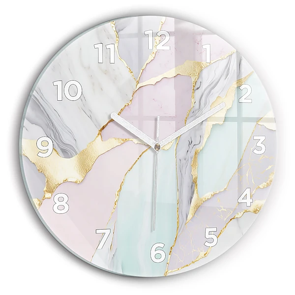 Wanduhr rund Marmor-Muster