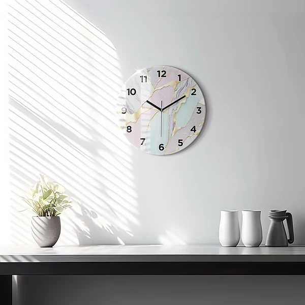 Wanduhr rund Marmor-Muster