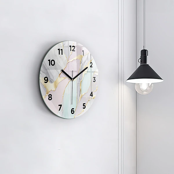 Wanduhr rund Marmor-Muster
