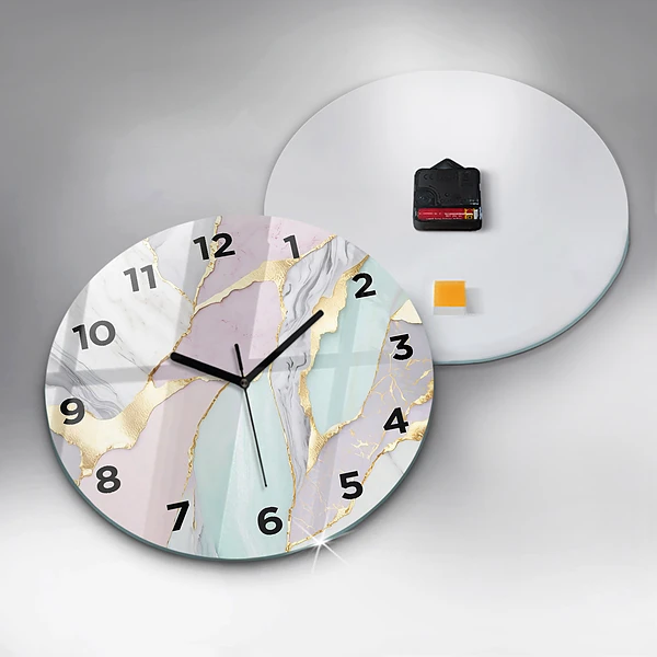 Wanduhr rund Marmor-Muster