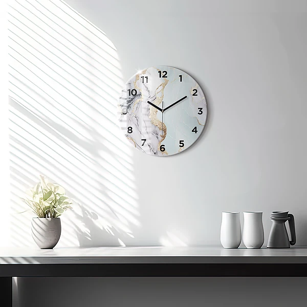Wanduhr rund Marmor