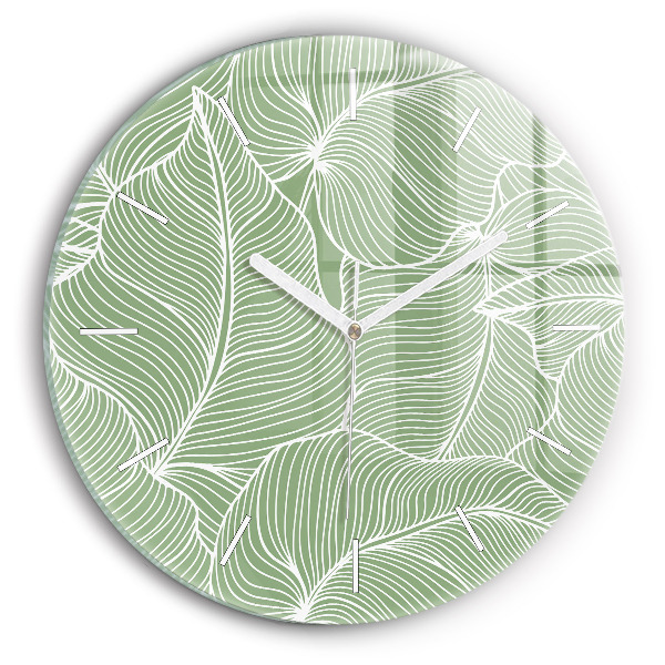 Wanduhr rund Natur Blattmuster