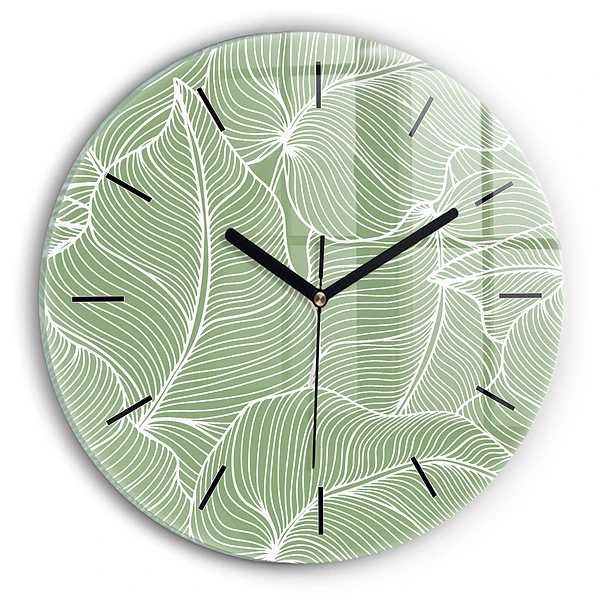 Wanduhr rund Natur Blattmuster