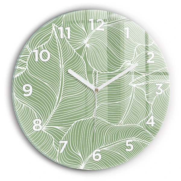 Wanduhr rund Natur Blattmuster