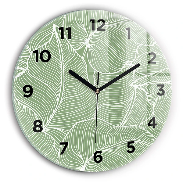 Wanduhr rund Natur Blattmuster