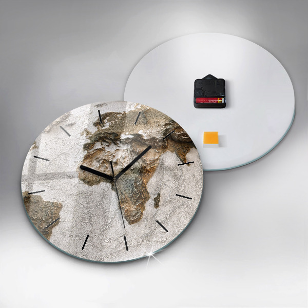 Wanduhr glas rund Alte Weltkarte