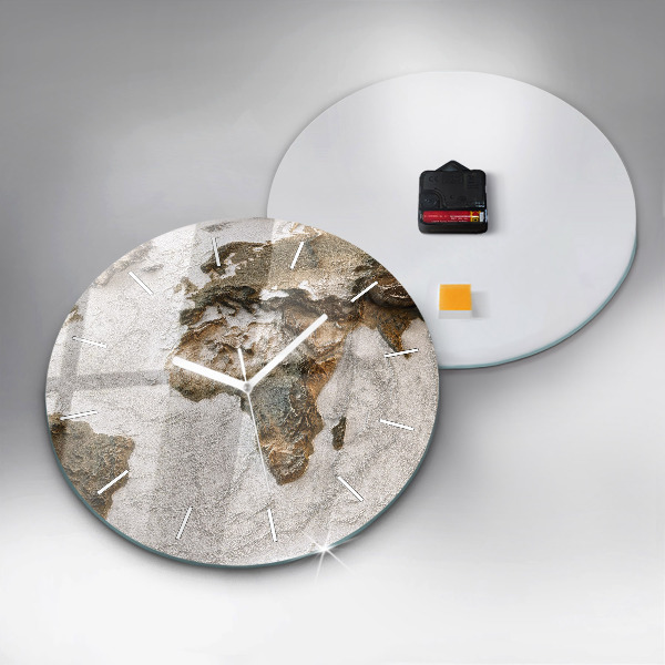 Wanduhr glas rund Alte Weltkarte