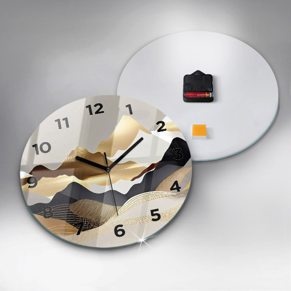 Wanduhr rund Abstrakte goldene Berge