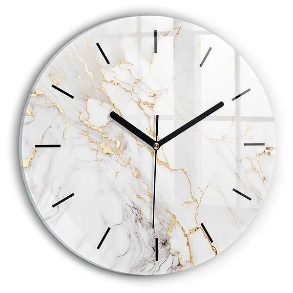 Wanduhr glas rund Dekorativer Marmor